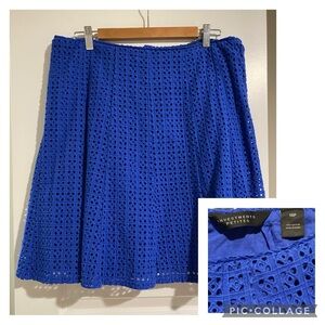 Investments Petites blue a line eyelet skirt with lining. size 14P